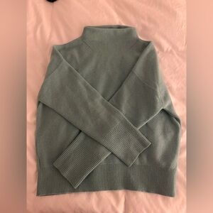 Outerknown Cashmere/Marino Wool Mock Neck Sweater in Bright Mint